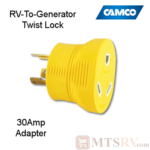 Camco RV 30A Round RV-to-Generator Twist-Lock Adapter Plug - Model 55333 - 125V Heavy Duty