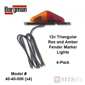 Bargman 12V DC Red/Amber Clearance Marker Light - Triangular - Fender Mount - 4-PACK