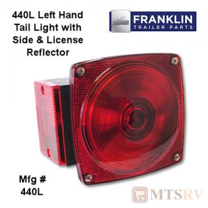 Franklin Mfg 440L Rear Stop/Turn/Tail Light with Side/License Reflectors - Left Side - 4.5" x 4.5"