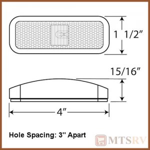 Optronics 12V Marker/Clearance Light with Reflex - Rectangular Amber Lens and White Base